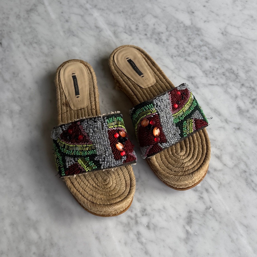 Zara Watermelon Beaded Slides - Picture 2 of 9